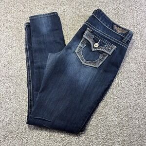Hydraulic Jeans Women's 34 Blue Dark Wash Bailey Super Skinny Embellished
